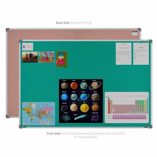 Image of Scholar Art Metis 4x6 Feet Fabric Pin Board for Office, Home & School | Vibrant & Versatile Crape Cloth + High Density Soft Board for Pinning Photos, Sticky Notes & Reminders (Emerald Green)