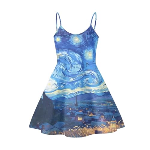 Image of Biyejit Women Casual Loose Dress Strap Long Summer Beach Swing Dress