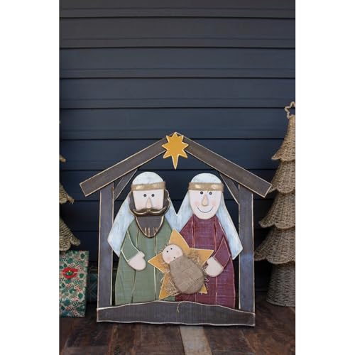 KALALOU Painted Wood Nativity Scene