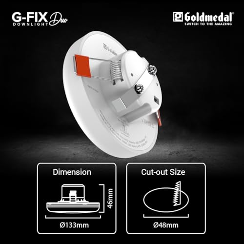 Image of Goldmedal G-Fix 7W Duo Round Downlight |LED Downlight for False Celing,Home,Hall,Room,Office,Shop | 2-in 1 Round Junction LED Light | Cool Daylight + Pink | Pack of 1