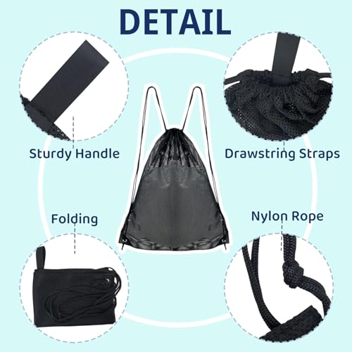 Dolaso 2er Set Mesh Strandtasche Netzbeutel mit Kordelzug, leichte Netztasche 40x45cm, ideal für Strand, Sport, Gym, Einkaufen und Outdoor-Aktivitäten