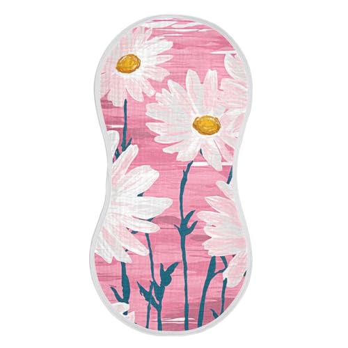 2 Pack Adorable Daisy Muslin Burp Cloths Cotton Absorbent Baby Burping Rags for Boys Girls Soft Newborn Burp Bibs, 22 x 11 Inch