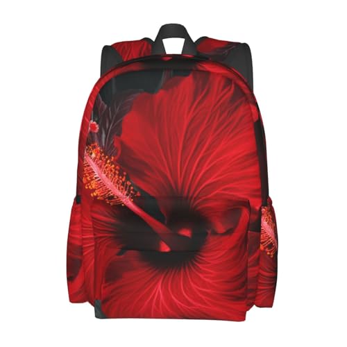 Travel Backpack for Women Men Red Hibiscus Flowers Casual Daypack Large Capacity Nurse Bag2