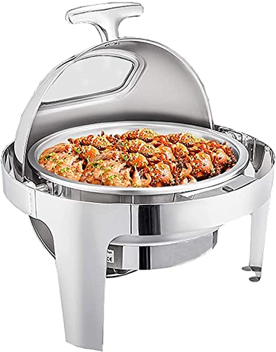 ywewsq Chafing Dish mit sichtbarem Fenster, Edelstahl Roll-Top Round Chafer Buffetwärmer-Set mit Speisenschale…