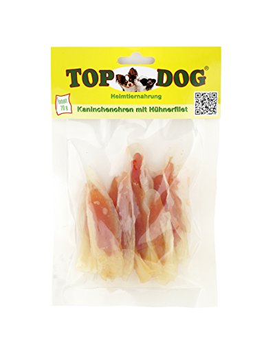 Top Dog Kaninchenohren mit Hühnchenfilet - Filet in Streifen - zuckerfrei - 70g (1x 70g) Cover