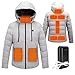 Yeah-hhi Giacca Riscaldata da Uomo con Pacco Batteria 5V Cappotto Caldo Invernale Giacca con Cappuccio Antivento per Lo Sci, L'escursionismo, Il Campeggio,XXXL,Grey