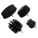 ABN Nylon Scrubber Drill Attachment Cleaning Brush 4pc Set Black Hard Bristles for 1/4in Power Drill, Tough Outdoor Jobs