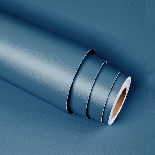Stickyart Papier Adhesif pour Meuble Bleu 40cmX400cm Rouleau Adhesif pour Meuble Bleu Papier Adhesif pour Meuble Amovible Revetement Mural Imperméable Film...
