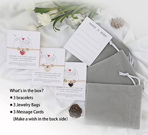 SmileBelle Christmas Gifts Best Friendship Bracelets for 2/3 Sisters Bracelets, Best Friend for Girls14K Gold Adjustable Besties Matching Bracelet, Friends Jewelry Stocking Stuffer for Girls