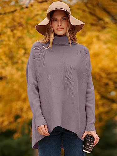 Image of ANRABESS Womens Casual Fall Sweater Turtleneck High Neck Batwing Sleeve Oversized Sweater Dress