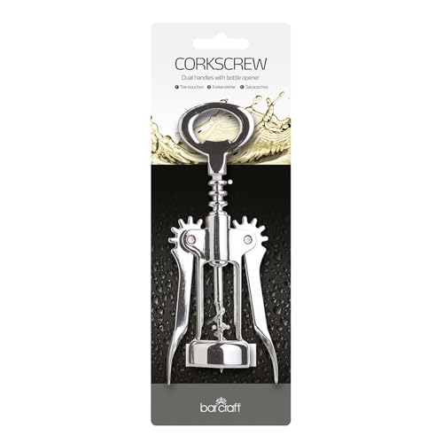 BarCraft Double Handed Chrome Winged Corkscrew, Metal,Black Lever Arm,16 cm - Image 6