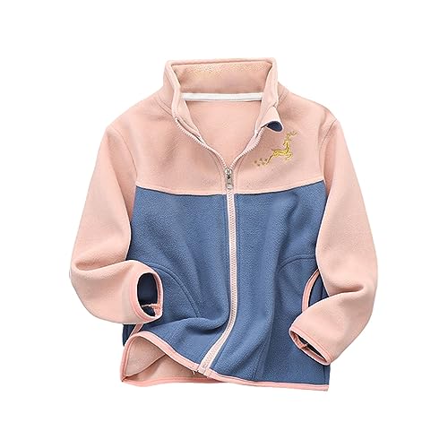 Toddler Girls Spring Winter Long Sleeve Spliced Thick Plush Zipper Stand Collar Coat for 3 to 9 Rain Jacket Girls