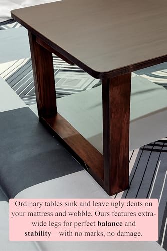 Image of Foldable Lap Desk | Plywood Bed Table - Modern Dark Finish, Sturdy Laptop Table for Study, Work, Sofa, Couch, Floor Use, Wide Wooden Legs, Near-Invisible Top (26 inch X 15 inch Large)