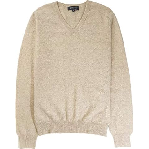 JL de la Tour Men's V-Neck Jumper 100% Cashmere - Beige - Small Cover