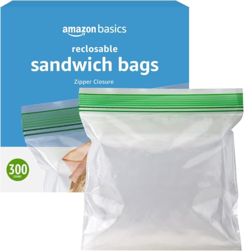 Image of Amazon Basics Sandwich Storage Bags,(Previously Solimo),300 Count (Pack of 6)