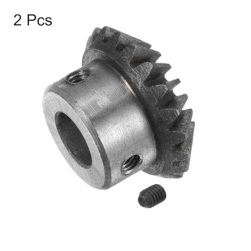 Image of HARFINGTON 2pcs Bevel Gear 1M 20 Teeth 12mm Shaft Hole 1:1 Tapered Bevel Pinion Gear 45# Steel 1.5 Module 90 Degree Steering Gear, for Hardware Mechanical Rotation