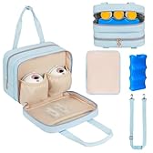 Breastmilk Cooler Travel Bag,Wearable Breast Pump Storage Bag Compatible with Momcozy/Eufy/Elvie/Willow/Medela Breast Pump with Ice Pack and Waterproof Mat,Blue