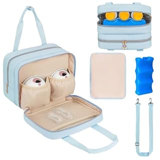 Breastmilk Cooler Travel Bag,Wearable Breast Pump Storage Bag Compatible with Momcozy/Eufy/Elvie/Willow/Medela Breast Pump with Ice Pack and Waterproof Mat,Blue