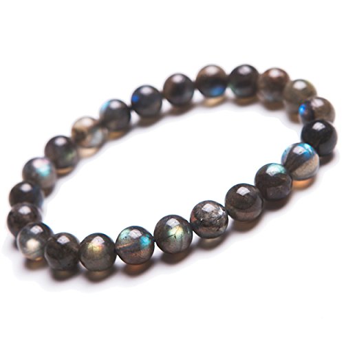 Bracelet labradorite naturelle perles 8mm extensible en cristal pour femme et homme
