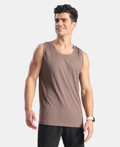 Image of Jockey MV57 Men Lightweight Nylon Regular Fit Solid Active Wear Tank Top with Breathable Mesh