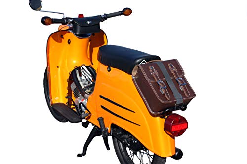 Kleine Leder Hecktasche mit Schnellverschluss Gepäckträger Tasche Packtasche Braun passend für Simson Schwalbe Sperber Star Spatz KR50 KR51 SR4 …