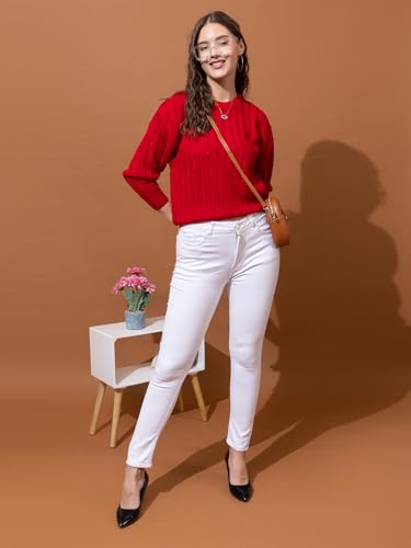 Image of Women's Cable Knit Woolen Pullover | Full Sleeve Round Neck Winterwear | Soft & Stylish Warm Sweater for Girls & Ladies