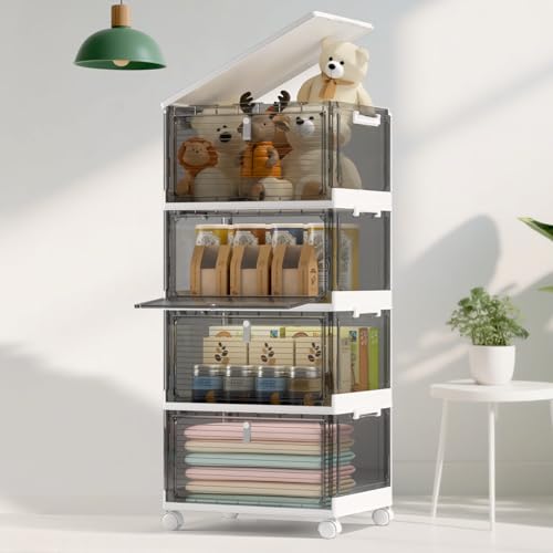 COLLEFUN Storage Bins with Lids,4 Tier Stackable Storage Bins with