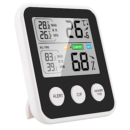 JOINPAYA Digitales Thermometer Hygrometer Temperatur Und Feuchtigkeitsmonitor Raumtemperaturmessgerät Feuchtigkeitssensor Für Zuhause Und Büro