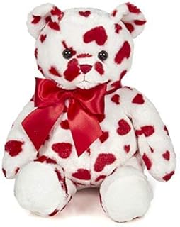 Bearington Collection Lil' Cutie White Stuffed Animal Teddy Bear with Hearts & A Red Bow, Adorable Soft Cuddly Plush, Gift for Birthdays, Holidays & Special Occasions Like Valentines Day, 14 inches
