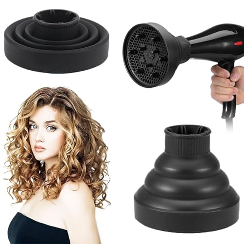 Difusor de Pelo Plegable Universal,Difusor Pelo Rizado Plegable,Difusor pelo Rizado,Difusor Silicona de Secador,Difusor de Silicona Plegable,para Mayoría de Secadores de Cabello