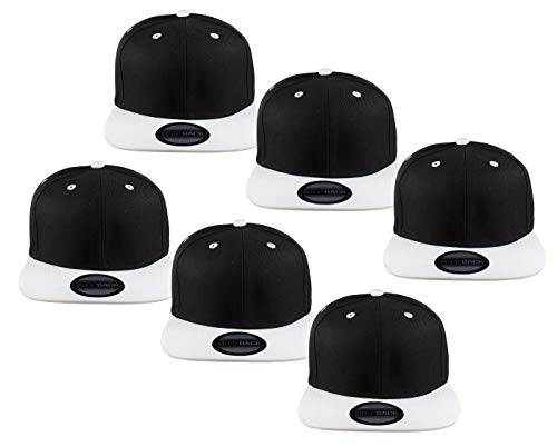 Image of Gelante Plain Blank Flat Brim Adjustable Snapback Baseball Caps LOT 6 Pack