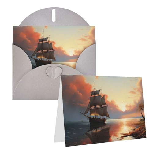 Cartes vierges avec enveloppes motif voilier paysage pour toutes occasions
