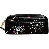 ペンケース 筆箱 学生 化粧ポーチ レディース 星柄 花火 黒 ブラック ポーチ 文房具 子供 収納バッグ 大容量 PUレザー 革 おしゃれ かわいい 通勤 通学
