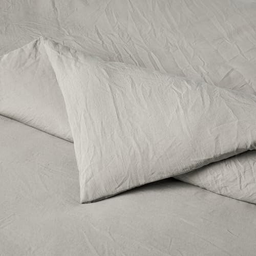 Image of Amazon Basics Brushed Microfiber Comforter Set, Extra Soft with Natural Texture, 3-Piece, King, Grey, Oeko-TEX Certified, Machine Washable