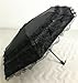 Black Lace Parasol Goth Lolita UV Blocker Gothic Umbrella for Witch Cosplay Victorian Wedding Travel Halloween Decor (Flower Printed Lining)