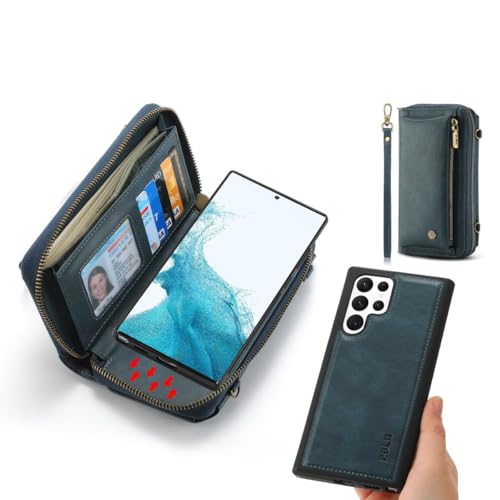 Étui compatible iPhone Samsung Note 20 bleu portefeuille en cuir rabat magnétique