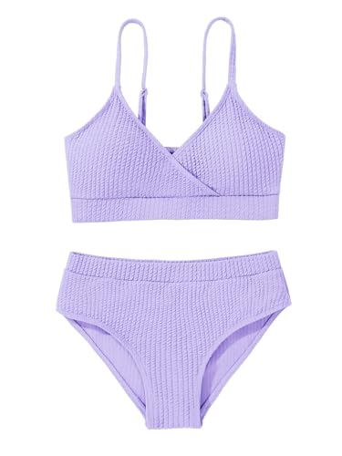 Image of Girl's 2 Piece Swimsuit Solid Spaghetti Strap Bikini Sets Beach Bathing Suit Swimwear for Teen Girls