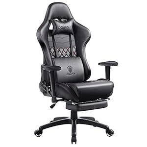 Dowinx verstelbare gaming chair PC-bureaustoel met voetsteun, game stoel met massage-lendensteun, ergonomische PU…