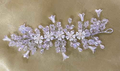 Fezzalo Crystal with Pearl Hair Headband/vine/Gajra Accessories Jewelry for Women & Girls, Floral Bridal Hair Pins - Hairstyle Decoration Clips (Leaf Silver) (B0CR6RM2PL) Amazon Price History, Amazon Price Tracker