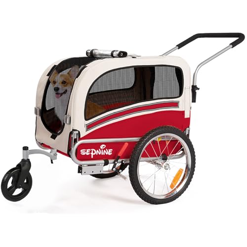 Sepnine 2 in 1 Pet Bicycle Trailer with a 6'...