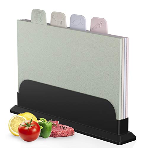 Cutting Boards Set with Rack for Kitchen Dishwasher Safe, Chopping Board Set for Kitchen, Small Cutting Board Organizer, BPA Free, 11.42