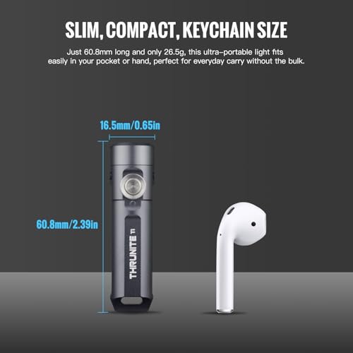 Image of ThruNite Ti Keychain Flashlight, USB-C Rechargeable EDC Pocket Light, 650 Lumens with Magnetic Tailcap, 5 Modes, IPX-6 Waterproof Mini Flashlight for Camping, Everyday Carry (Grey)