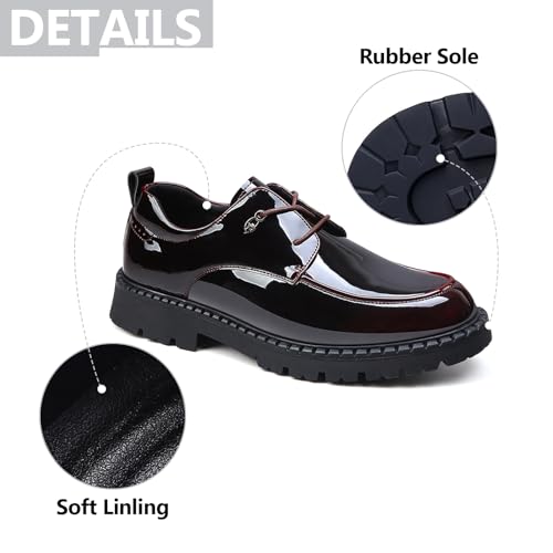 Mens Patent Leather Platform Penny Oxfords Comfort Slip On Round Toe Lug Thick Sole Oxfords for Dressy Business Work Office Daily3