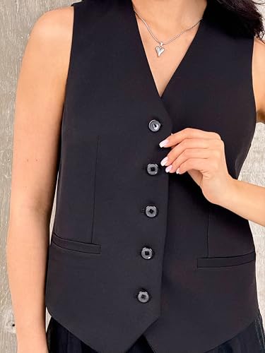 Trendy Womens Casual Vest Fashion Lined Chic Vests Lightweight Suit Waistcoat Versatile V-Neck Vests3