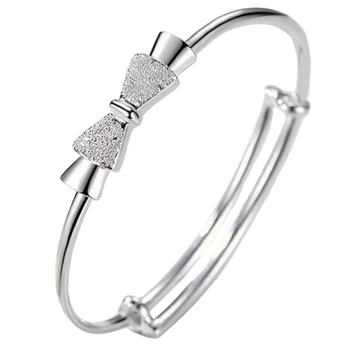 S925 Silver Bangle Bracelet for Women, Elegant Women‘s Sterling Silver Bracelet Bangle Adjustable 6.4-7.8 inches Small Size