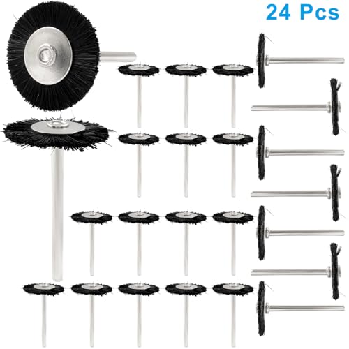 Image of 24pcs 1 /8 Inch Shank Nyalon Wheel Brush, Brown Wire Brush Abrasive Drill Brush, Drill Wire Brushes for Cleaning Rust Polishing Deburring(Wheel Diameter: 1 inch)