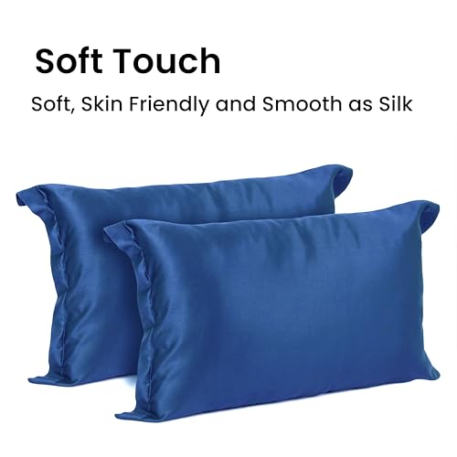 Image of Mush Bamboo Pillow Cover Set of 2 | 100% Bamboo Pillow Cover for Hair and Skin | Breathable, Silky Soft and Cooling Envelope Pillowcases for Hot Sleepers & Night Sweats | 17 inchx27 inch (Eclipse Navy, King)