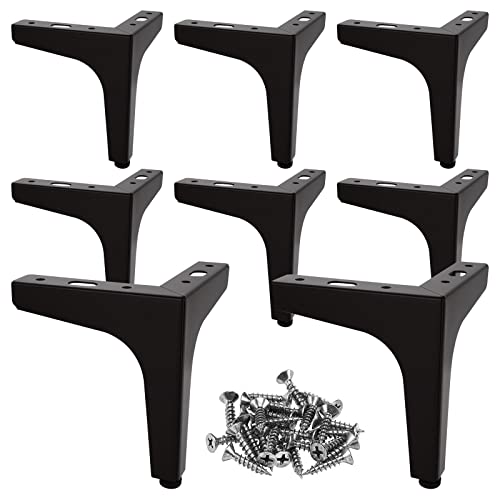 MIVIDE 8 patas para muebles, 13 cm, patas de metal modernas, carga hasta 800 kg, patas triangulares para sofá, mesa, cama, armario (negro, con 40 tornillos)