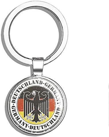 Deutschland Germany German Round Steel Metal Key Chain Keychain Ring Double Sided Deisgn