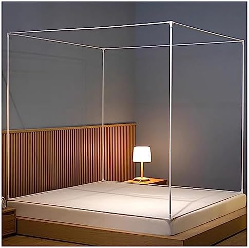 Bed Netting Canopy for Girls Mosquito Net Bed Frame Curtain Brackets 4 Corners Post Bed Curtain Canopy for Bedroom Decoration,Yellow,Queen,Yellow-Twin